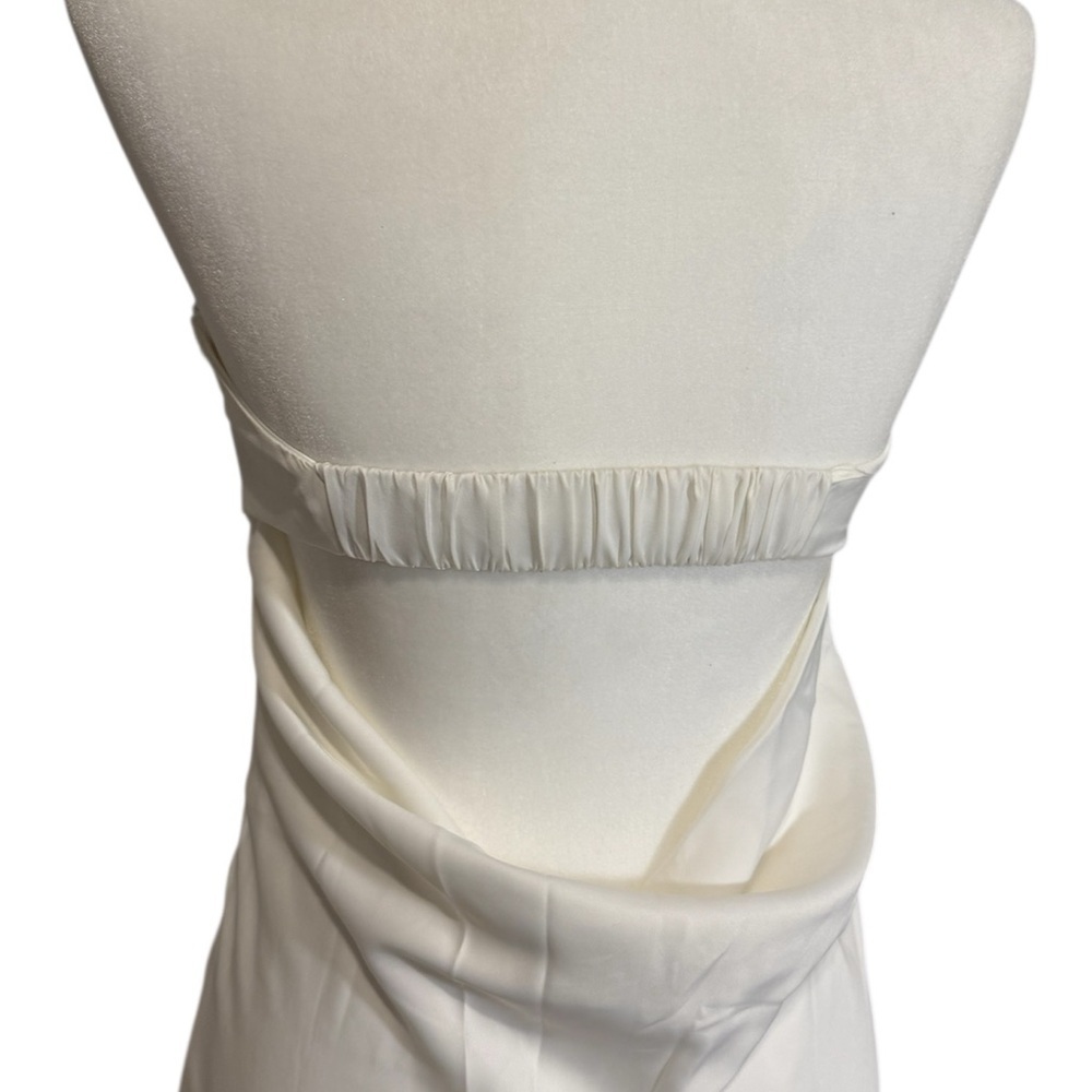White Satin Strapless Maxi Dress - Picture 7 of 7